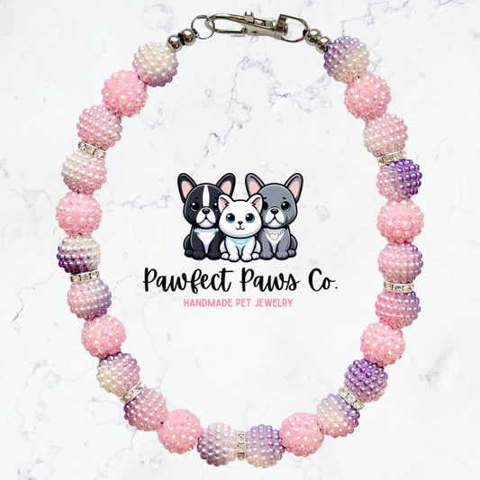 Easter Ombré* Pink & Purple Sparkle Custom Beaded Dog/Cat Necklace!