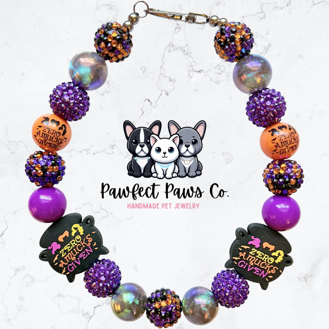 Zero Amucks Given* Halloween Custom Beaded Dog/Cat Necklace!