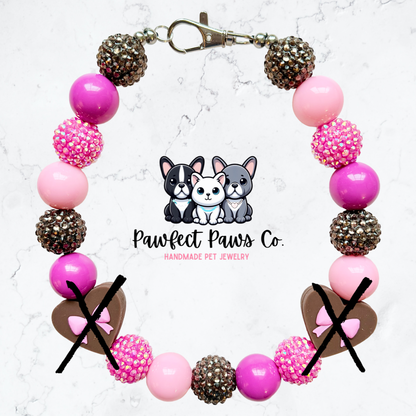 Chocolate Kisses* Pink & Brown Sparkle Chocolates Custom Beaded Dog/Cat Necklace!