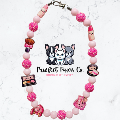 Spa Day* Memphis’ Birthday Pawty Necklace Pink Beauty Custom Beaded Dog/Cat Collar Necklace!