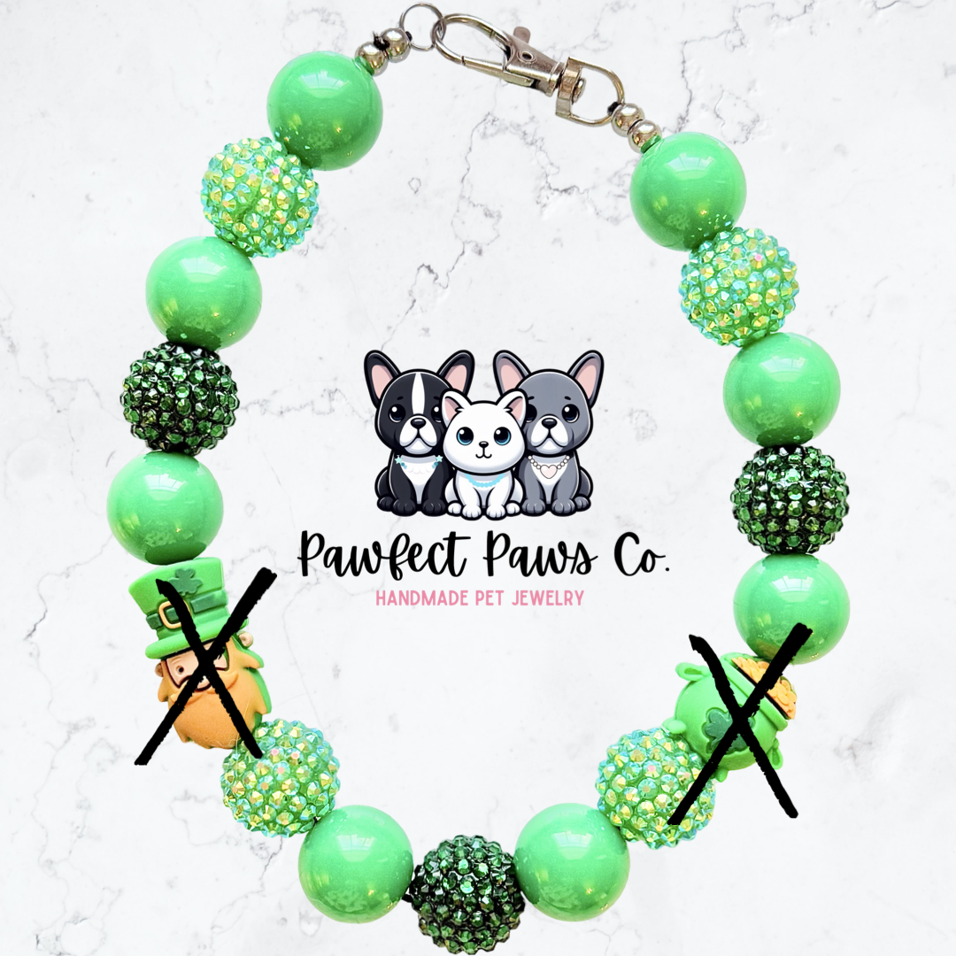 Lucky Little Leprechaun* Green Sparkle St. Patrick’s Day Custom Beaded Dog/Cat Necklace!