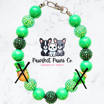 Lucky Little Leprechaun* Green Sparkle St. Patrick’s Day Custom Beaded Dog/Cat Necklace!