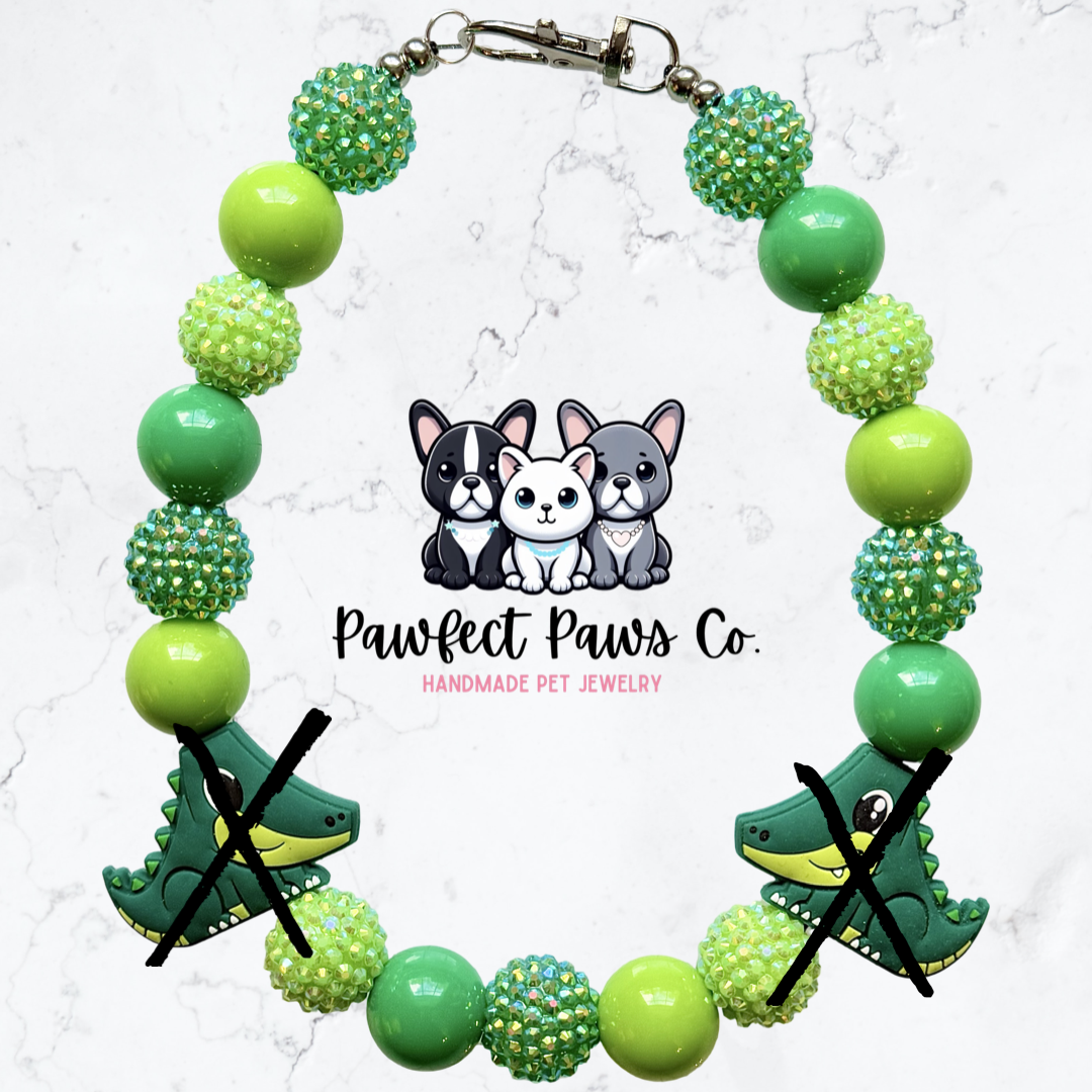 Croc Star* Crocodile Sparkle Custom Beaded Dog/Cat Necklace!