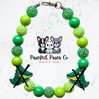 Croc Star* Crocodile Sparkle Custom Beaded Dog/Cat Necklace!