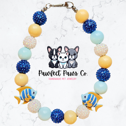 Go Fish* Custom Sparkle Beaded Dog/Cat Collar Necklace!