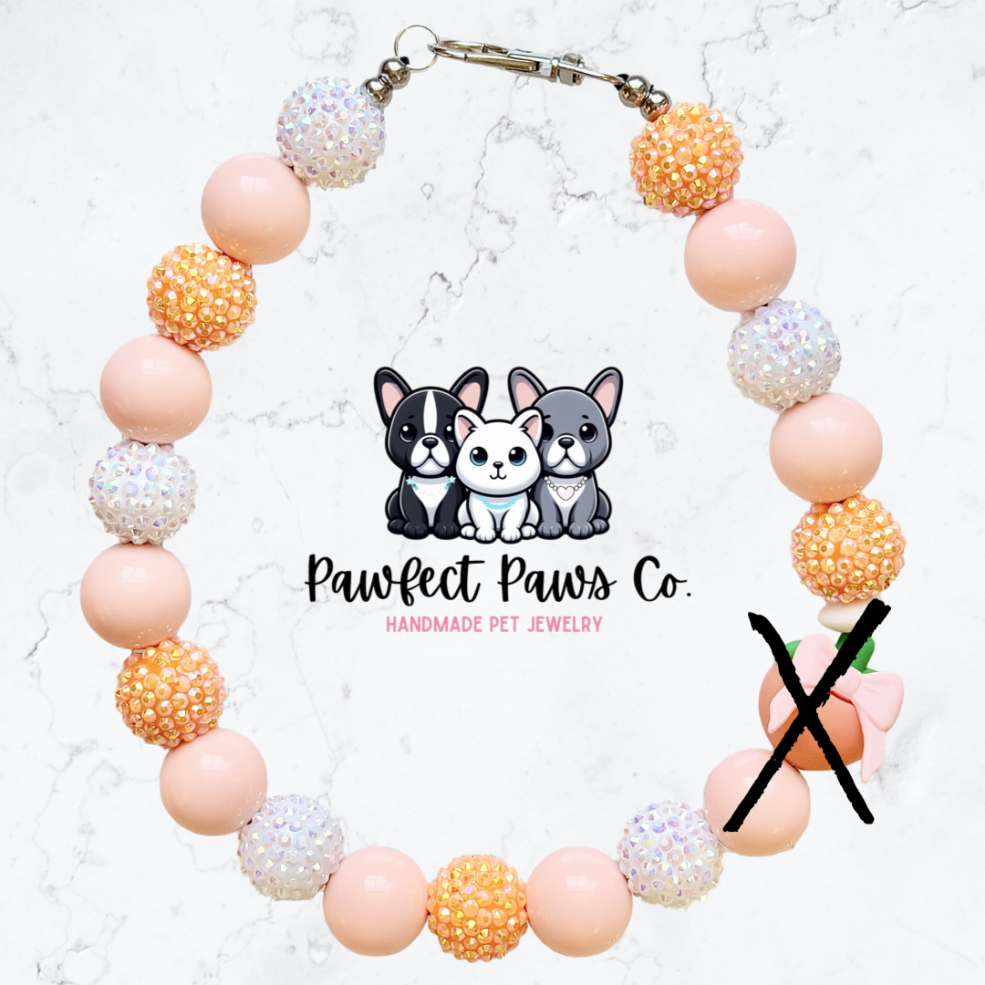 Just Peachy* Orange & White Sparkle Coquette Fruit Custom Beaded Dog/Cat Necklace!