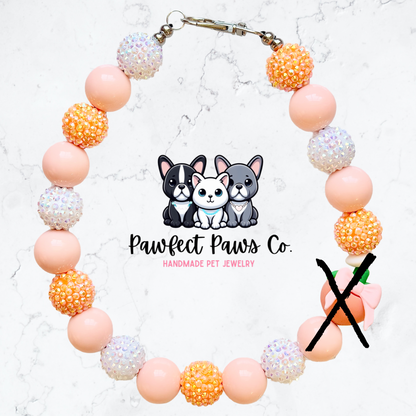 Just Peachy* Orange & White Sparkle Coquette Fruit Custom Beaded Dog/Cat Necklace!