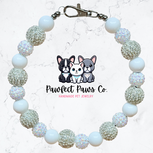 I Do* White Luxury Sparkle Custom Beaded Dog/Cat Collar Necklace!