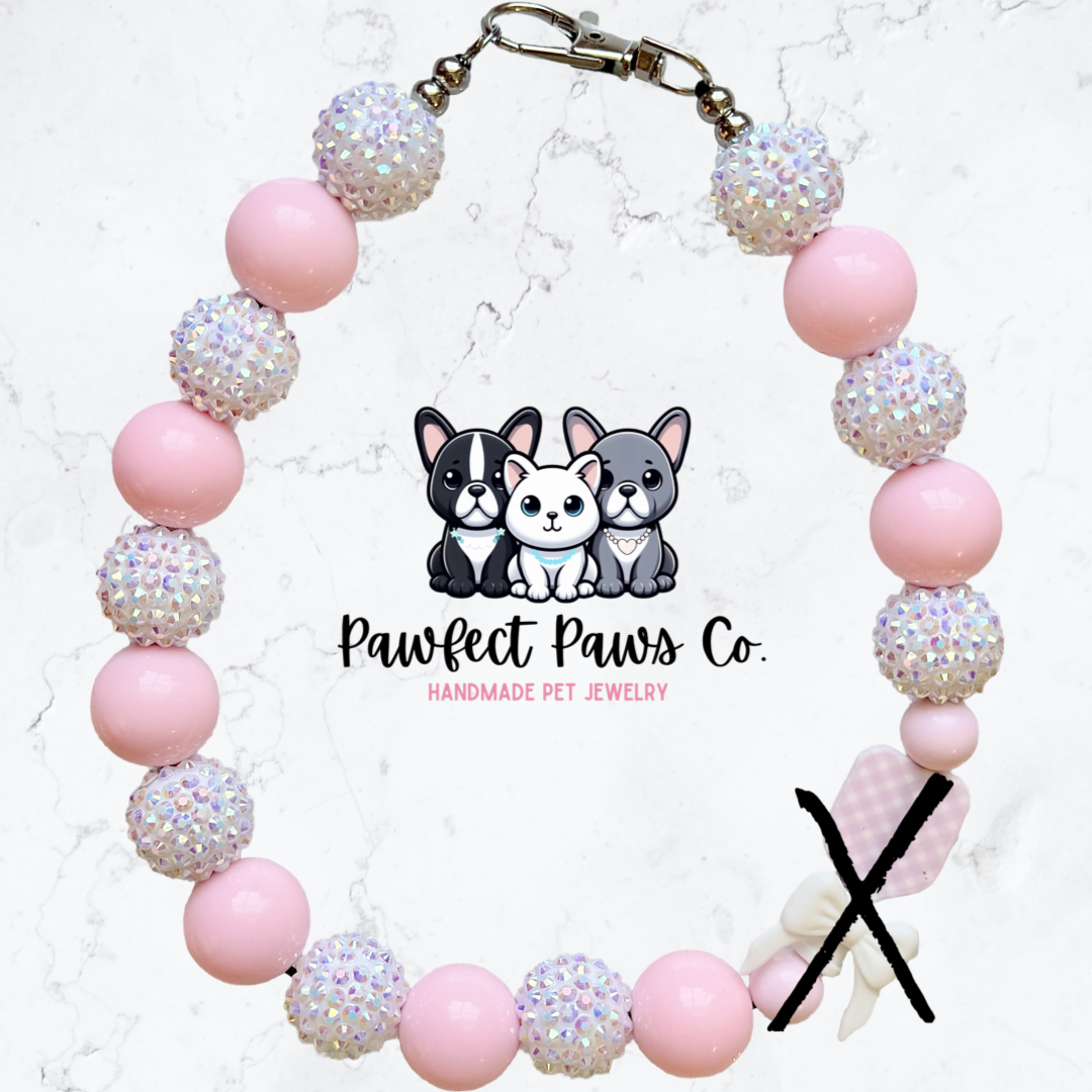 Pickleball Princess* Pink & White Sparkle Pickleball Paddle Custom Beaded Dog/Cat Necklace!