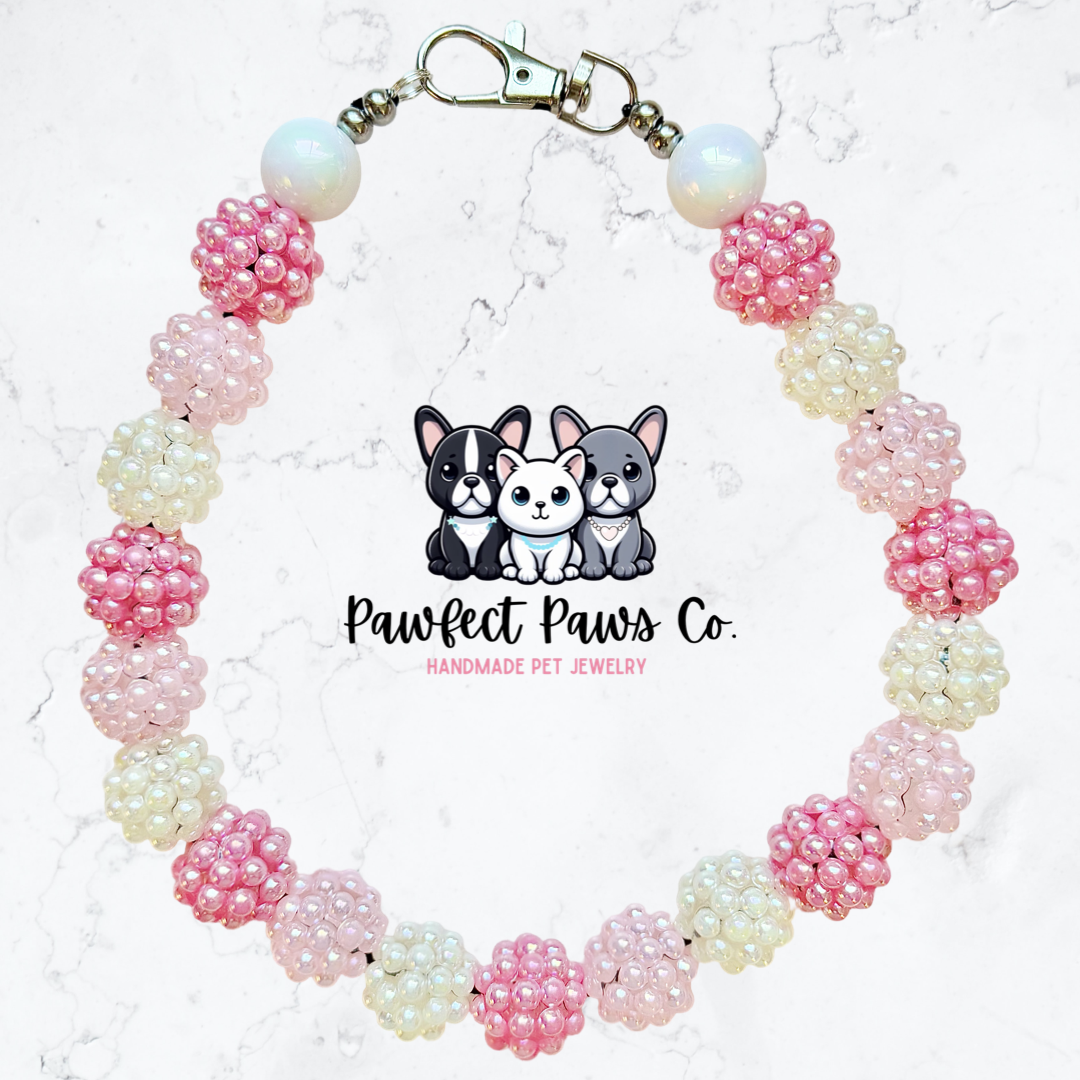 Berry Cute* Pink Sparkle Custom Beaded Dog/Cat Necklace!