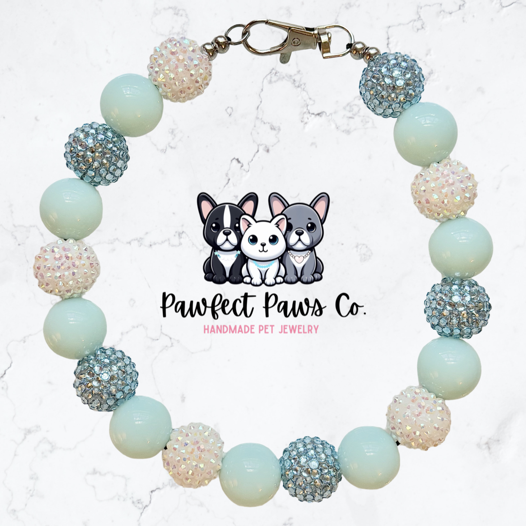 Ocean Glow* Custom Sparkle Beaded Dog/Cat Necklace!
