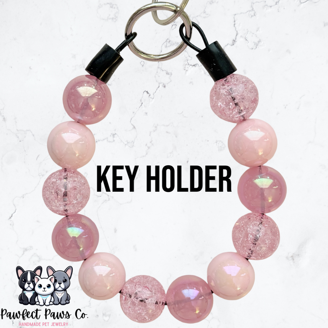 Pink Love* Heavy Duty Custom Beaded Key Holder/Wristlet!