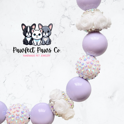 Lilac Love* Purple Flower Luxury Sparkle Custom Beaded Dog/Cat Collar Necklace!