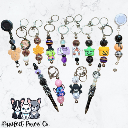 Luxury Spooky Beaded Pen, Keychain or Badge Reel!