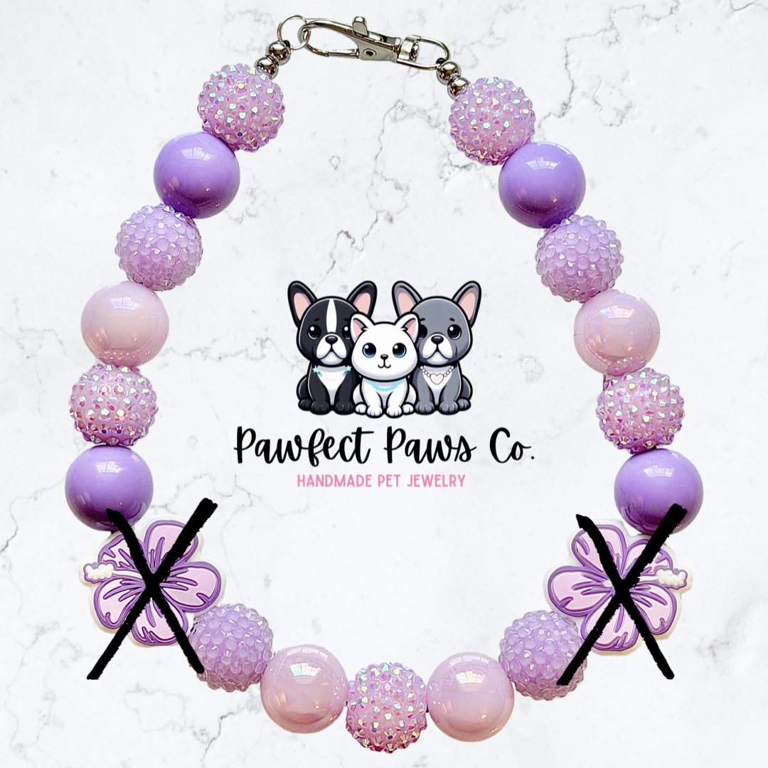 Hibiscus Hour* Purple Sparkle Custom Beaded Dog/Cat Necklace!