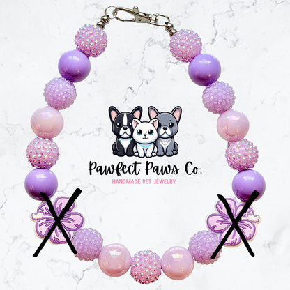 Hibiscus Hour* Purple Sparkle Custom Beaded Dog/Cat Necklace!