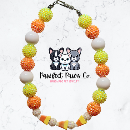 Candy Corn Cutie* Halloween Custom Beaded Dog/Cat Necklace!