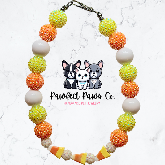 Candy Corn Cutie* Halloween Custom Beaded Dog/Cat Necklace!