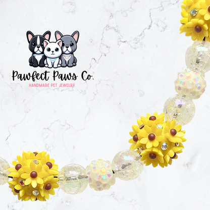 Sunny Day* Yellow Sunflower Luxury Sparkle Custom Beaded Dog/Cat Collar Necklace!