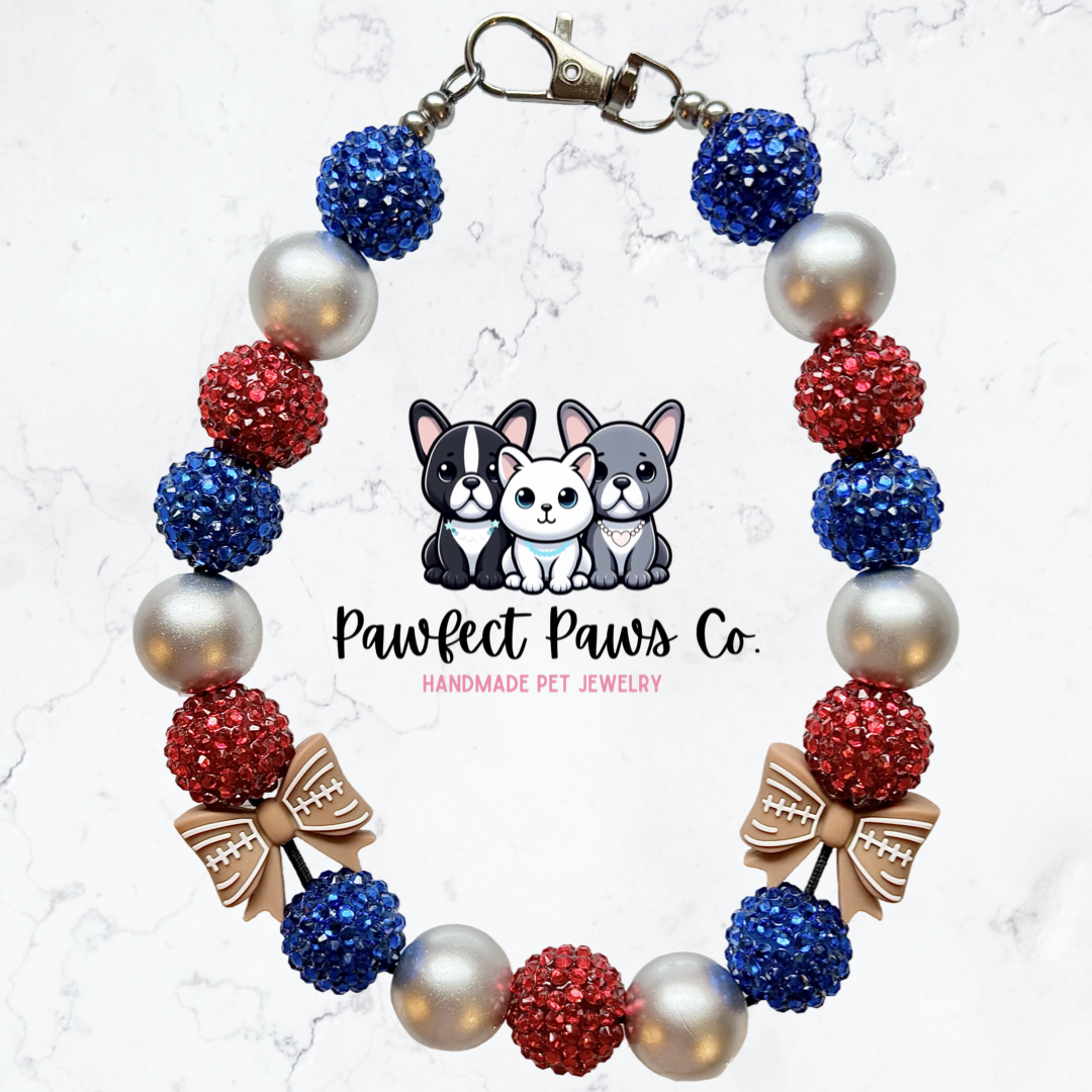 Go Team!* Choose Your Football Team Colors - Custom Beaded Dog/Cat Collar Necklace!