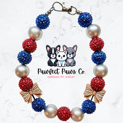 Go Team!* Choose Your Football Team Colors - Custom Beaded Dog/Cat Collar Necklace!