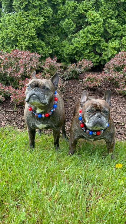 Red, White & Stitch* Red, White & Blue Sparkle Patriotic Beaded Dog/Cat Necklace!