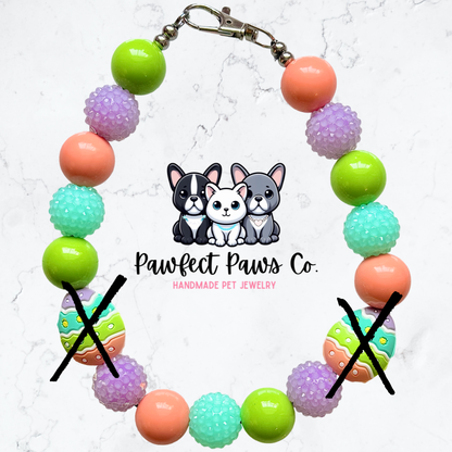 Eggstra* Green, Coral, Blue & Purple Sparkle Easter Custom Beaded Dog/Cat Necklace!
