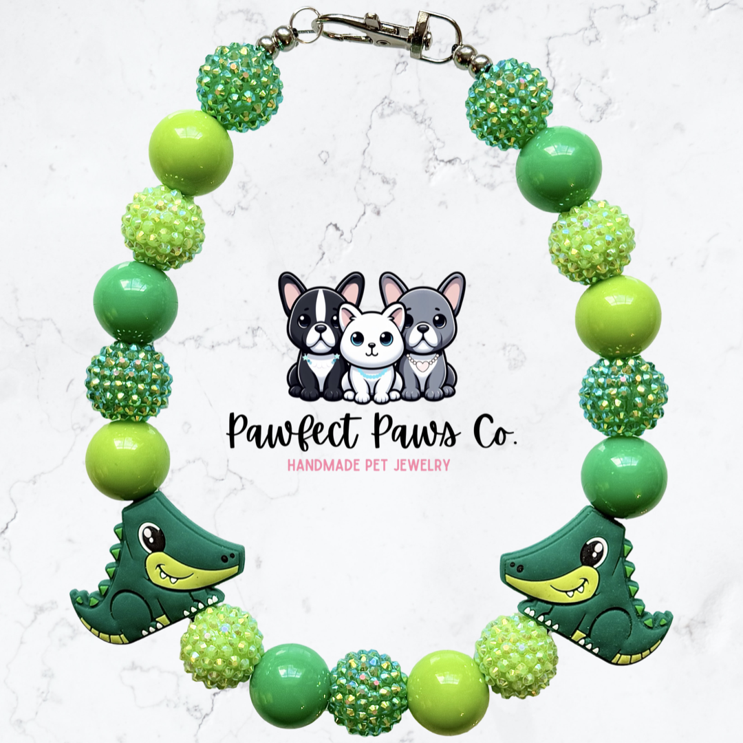 Croc Star* Crocodile Sparkle Custom Beaded Dog/Cat Necklace!