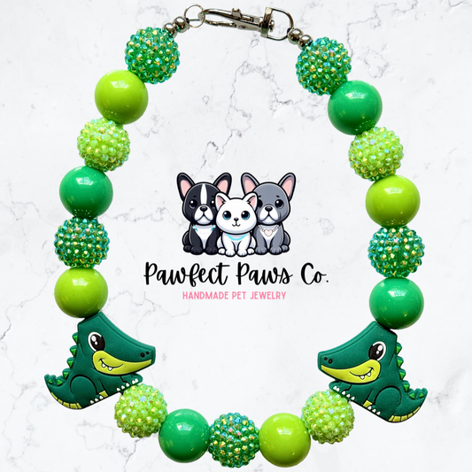 Croc Star* Crocodile Sparkle Custom Beaded Dog/Cat Necklace!