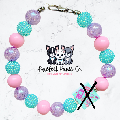 90’s Baby* Pink & Purple Sparkle Nostalgia Valentines Day Custom Beaded Dog/Cat Necklace!