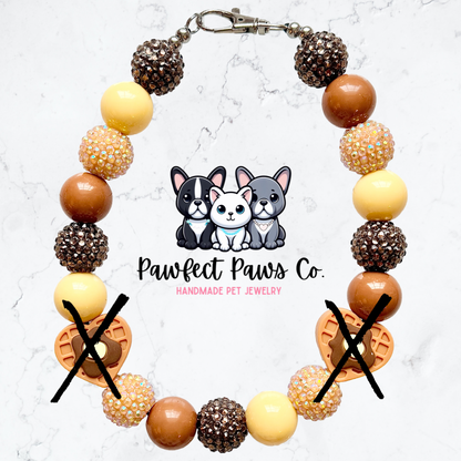 Waffle-y Sweet* Brown & Yellow Sparkle Custom Beaded Dog/Cat Necklace!