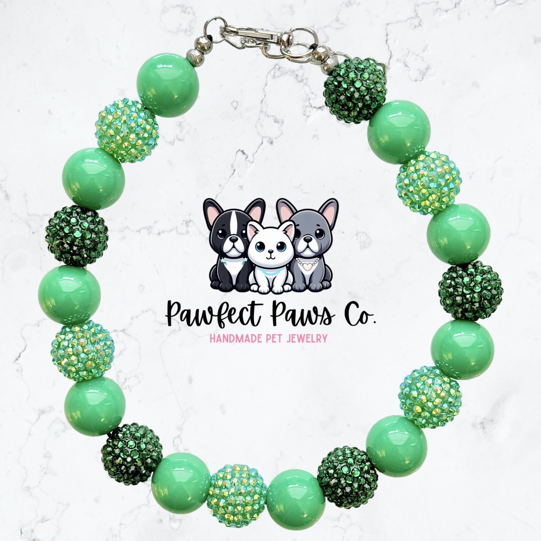 Lucky One* Green Sparkle St. Patrick’s Day Custom Beaded Dog/Cat Necklace!