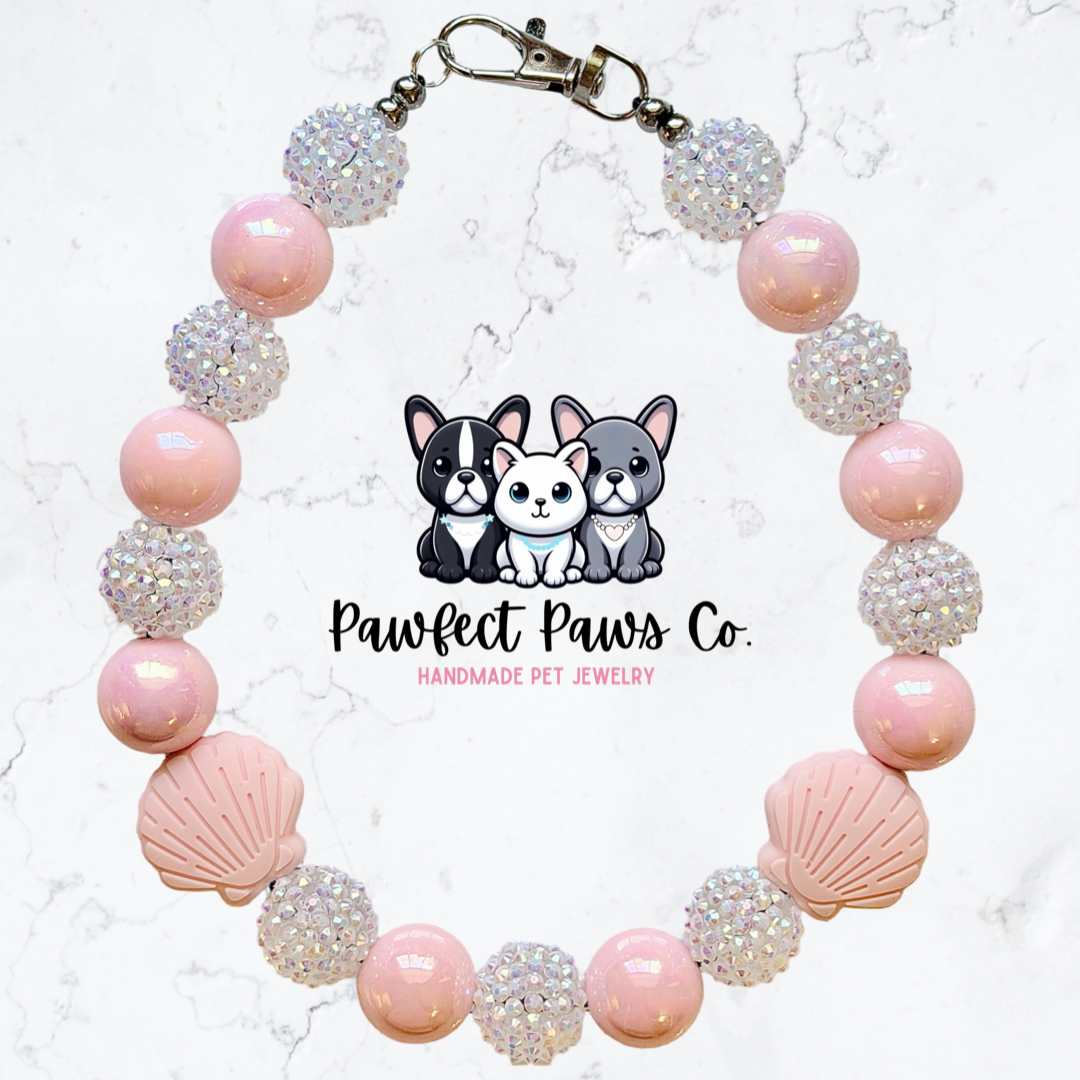 Pawadise Pink* Pink & White Sparkle Custom Beaded Dog/Cat Necklace!