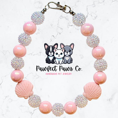 Pawadise Pink* Pink & White Sparkle Custom Beaded Dog/Cat Necklace!
