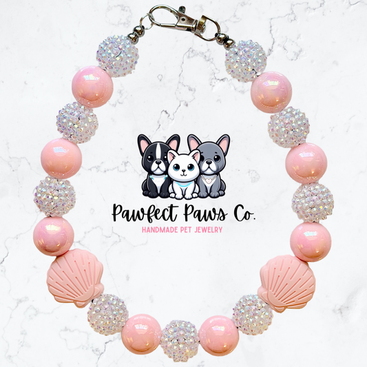 Pawadise Pink* Pink & White Sparkle Custom Beaded Dog/Cat Necklace!