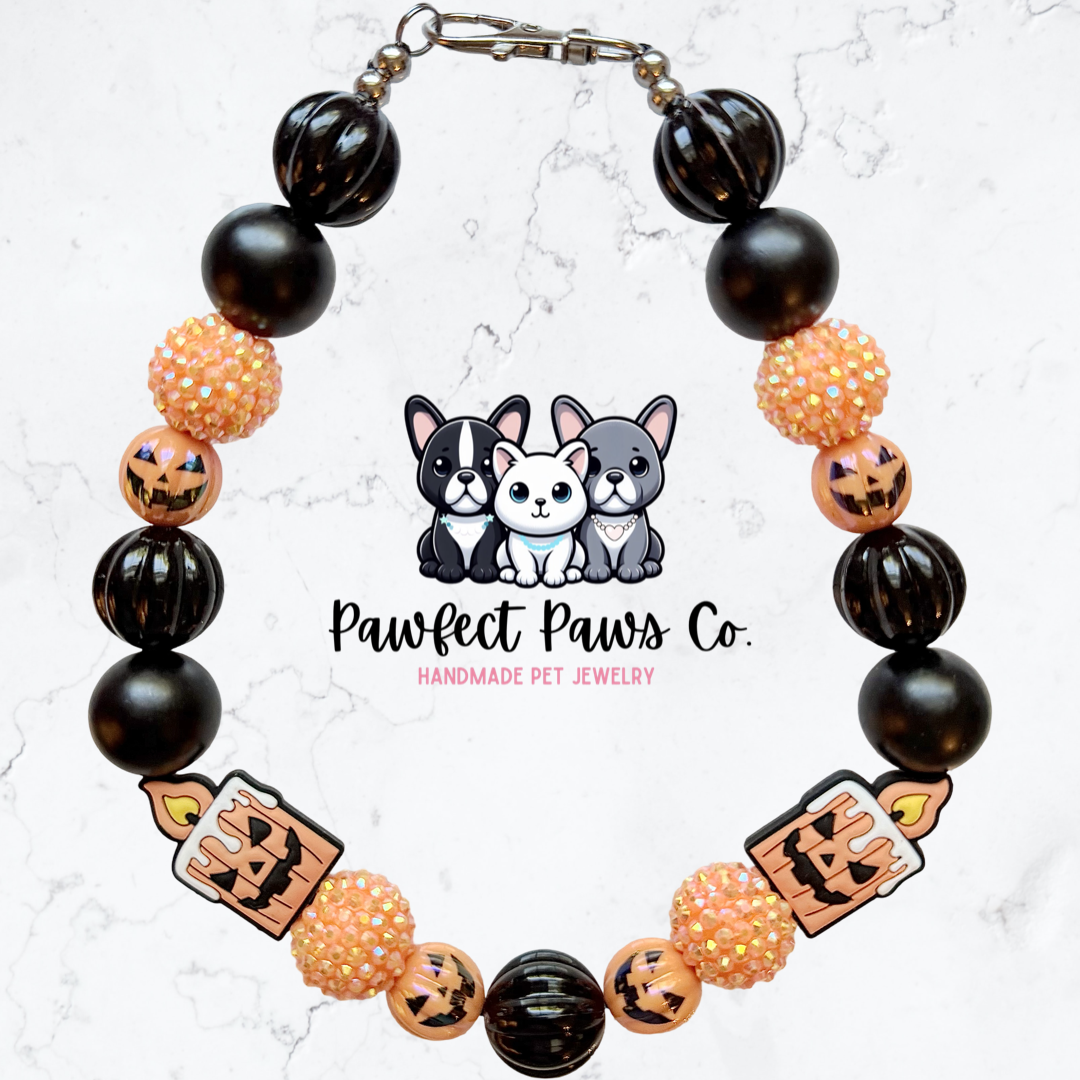 Lights Out* Halloween Custom Beaded Dog/Cat Necklace!