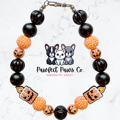 Lights Out* Halloween Custom Beaded Dog/Cat Necklace!