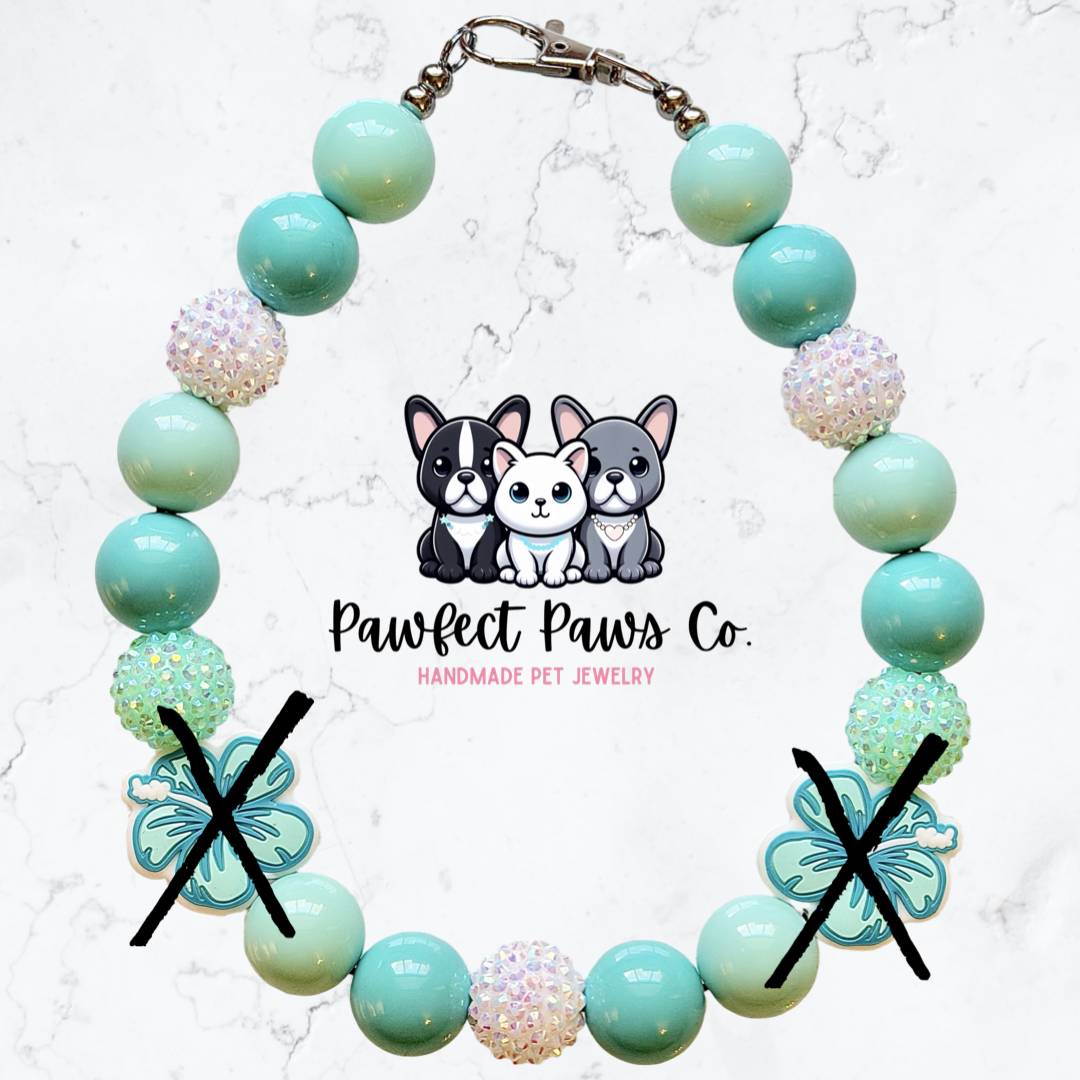 Ocean Bloom* Teal Sparkle Custom Beaded Dog/Cat Necklace!