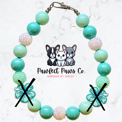 Ocean Bloom* Teal Sparkle Custom Beaded Dog/Cat Necklace!