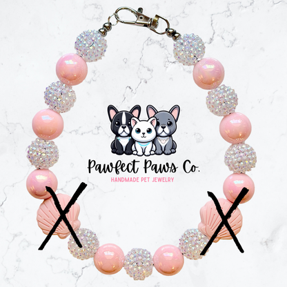 Pawadise Pink* Pink & White Sparkle Custom Beaded Dog/Cat Necklace!