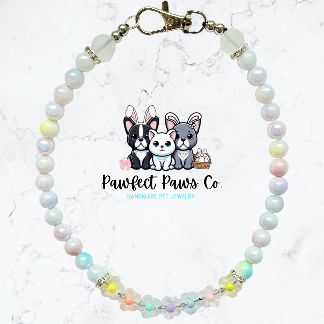 Darling Daisies* Pastel & Pearl Easter/Spring Custom Beaded Dog/Cat Collar Necklace!