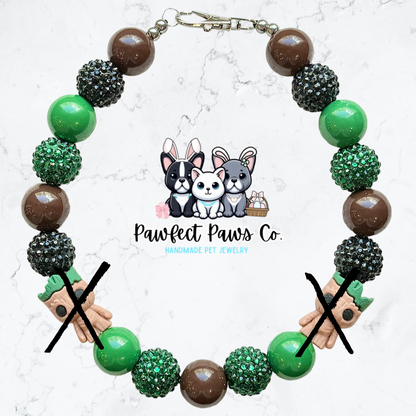 I am Groot* Green, Brown & Black Sparkle Butterfly Custom Beaded Dog/Cat Necklace!