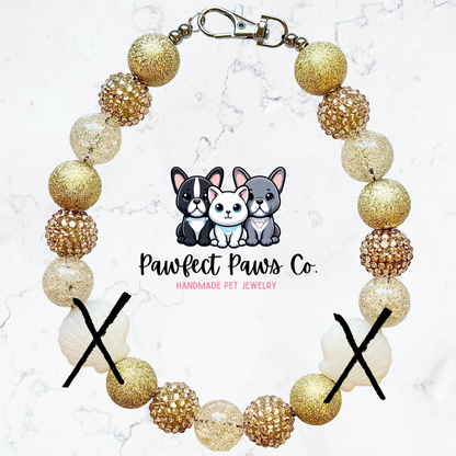 Golden Glow* Gold Sparkle Custom Beaded Dog/Cat Necklace!