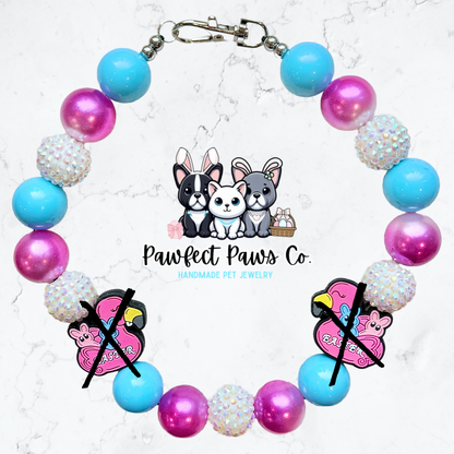 Floating into Spring* Blue, Pink & White Sparkle Easter/Spring Custom Beaded Dog/Cat Necklace!