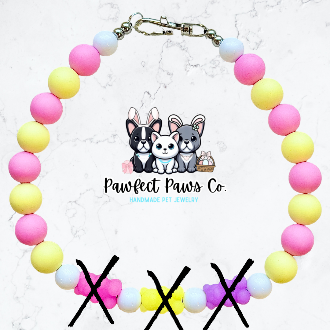 Sweet as Candy* Yellow, Pink & White Spring Gummy Bear Custom Beaded Dog/Cat Necklace!