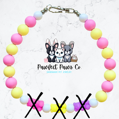 Sweet as Candy* Yellow, Pink & White Spring Gummy Bear Custom Beaded Dog/Cat Necklace!
