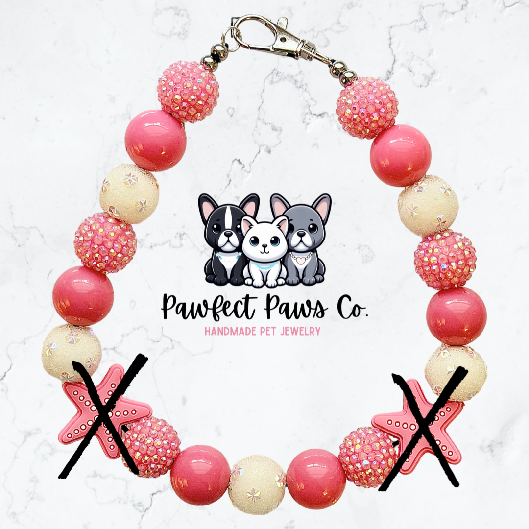 Starfish Pearl* Pink Sparkle Custom Beaded Dog/Cat Necklace!