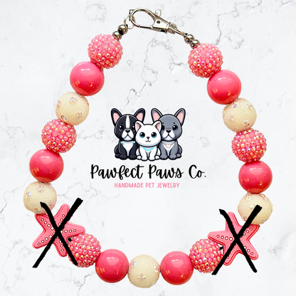 Starfish Pearl* Pink Sparkle Custom Beaded Dog/Cat Necklace!