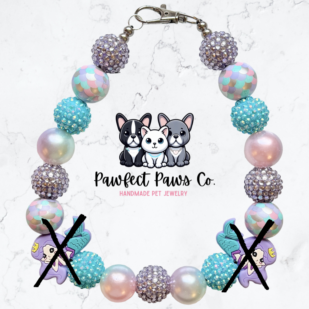 Mermaid Mood* Purple & Blue Sparkle Custom Beaded Dog/Cat Necklace!