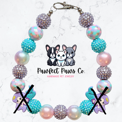 Mermaid Mood* Purple & Blue Sparkle Custom Beaded Dog/Cat Necklace!